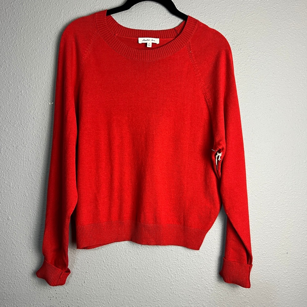 Another Love Maritza Raglan Red Cotton Blend Crew Neck Pullover Sweater Size S